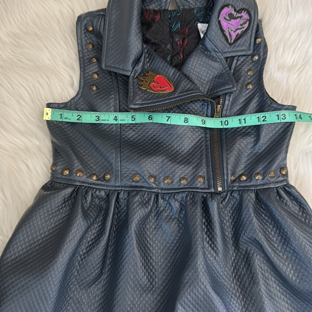 Disney Descendants 2 Villains Evie Faux Leather Blue Embellished Dress Size 7/8 - Picture 14 of 16